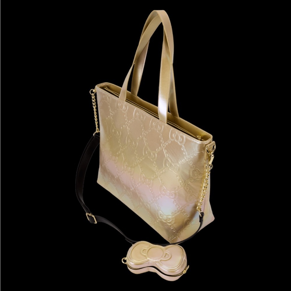 Sanrio Hello Kitty 50th Anniversary Metallic Gold Tote Crossbody Bag & Coin Bag​ - Picture 4 of 6